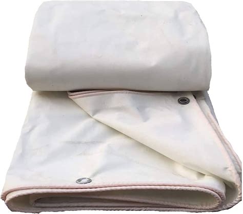 Heavy Duty Off White Tarpal Canvas Tarpaulin Waterproof With Hooks