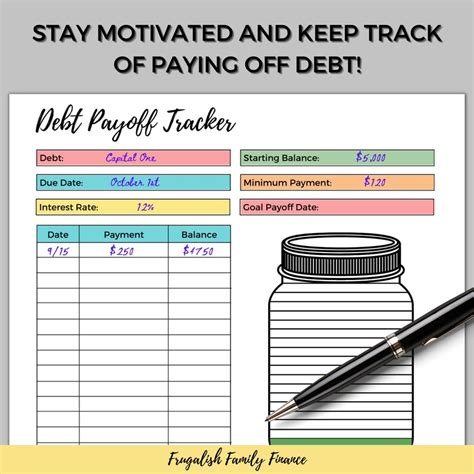 Debt Payoff Tracker Printable Printable Debt Tracker Instant Digital