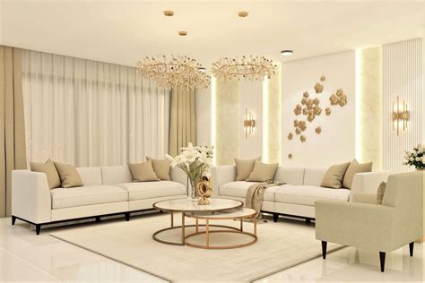 A Pristine White And Gold Theme Living Room Beautiful Homes