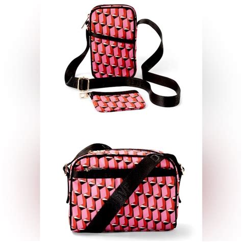 Diane Von Furstenberg Bags Pink Geo Camera Bag And Cell Phone Bag