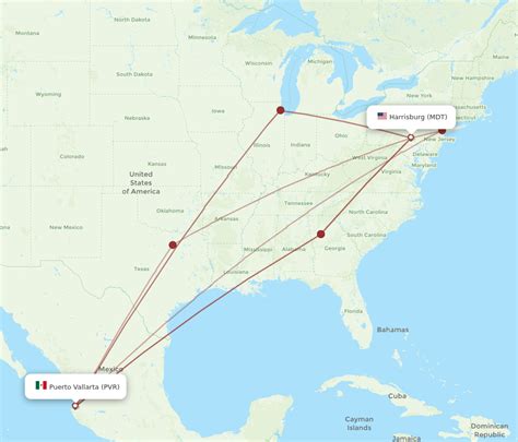 All Flight Routes From Middletown To Puerto Vallarta MDT To PVR