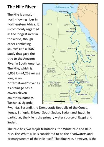 The Nile River Handout Teaching Resources