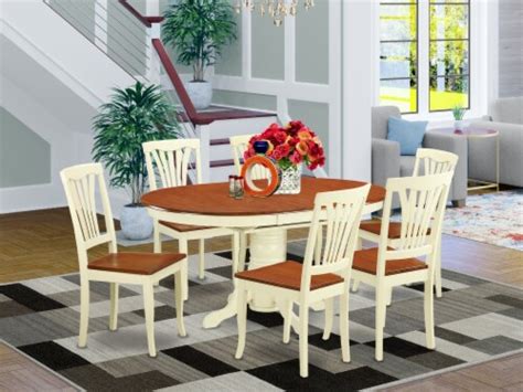 East West Furniture Avon Piece Wood Dinette Set In Buttermilk Cherry