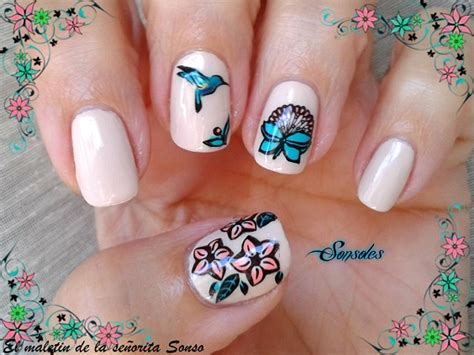 El maletin de la señorita Sonso Manicura Nude Pegatinas Caseras Colibrí Harunouta 18