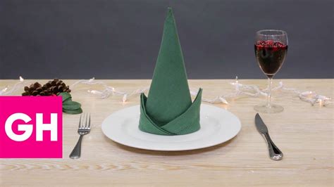 How To Fold A Elf Hat Napkin With Origamitree Youtube