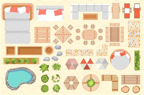 garden furniture top view
