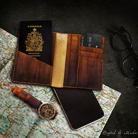 Patina Leather Travel Document Wallet Mens Leather Passport Holder