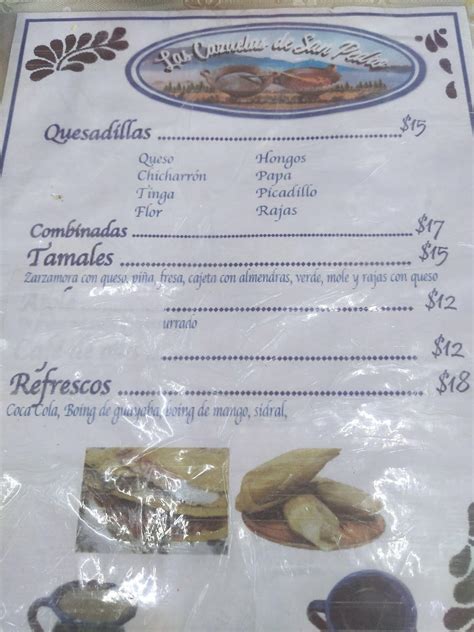 Menu at Las cazuelas de san pedro los pinos restaurant Ciudad López Mateos