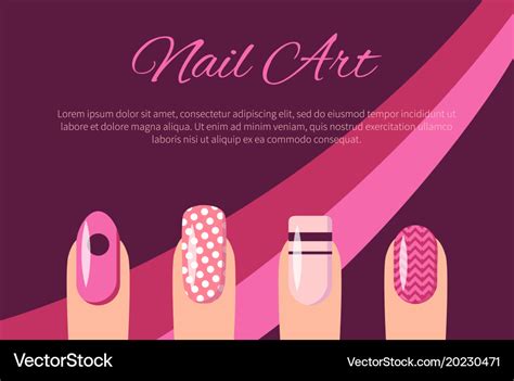 Nail art multicolored poster Royalty Free Vector Image