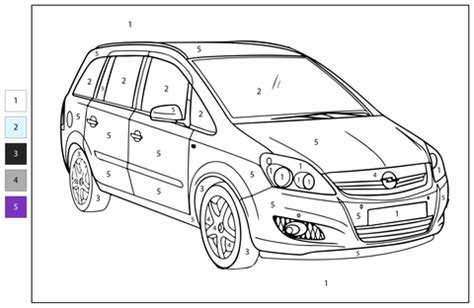 Color By Number Opel Zafira Coloring Page Free Printable Coloring Pages