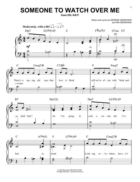 George Gershwin "Someone To Watch Over Me" Sheet Music for Lead Sheet ...