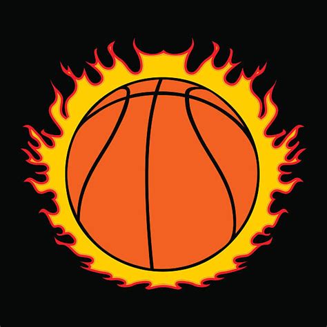 Drawing Of The Basketball With Flames Illustrations Royalty Free