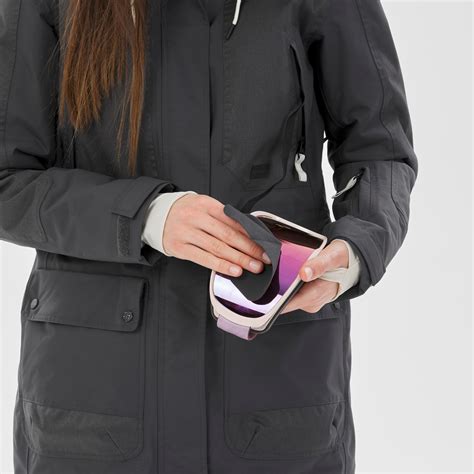 Women’s Snowboard Jacket Snb 500 Grey Carbon Grey Dreamscape Decathlon