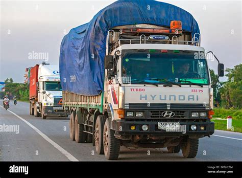Trucks And Traffic On Rural Highway Hai Phong Vietnam Stock Photo