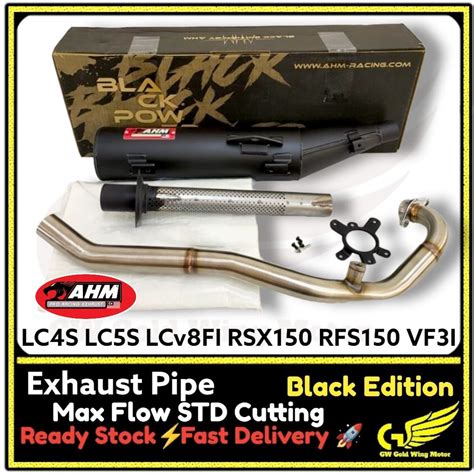 Ahm Exhaust Pipe Racing Max Flow Mm Tru Black Edition Std Cutting