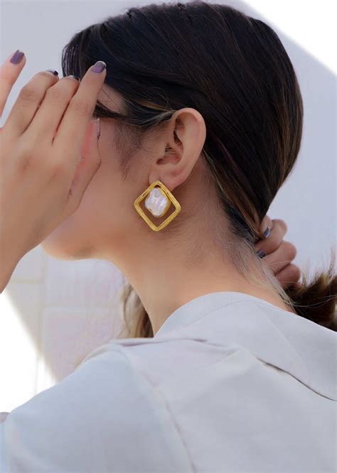 Square Shape Gold Earrings Lupon Gov Ph