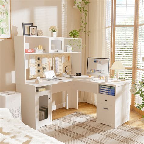 Ivy Bronx Minelly L Shaped Desk With Drawer And Hutch Wayfair