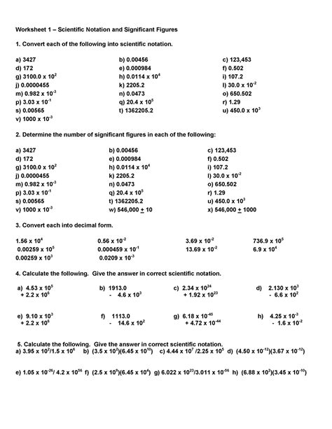 Significant Figures Practice Problems Worksheet 1 Scientific Worksheets Library