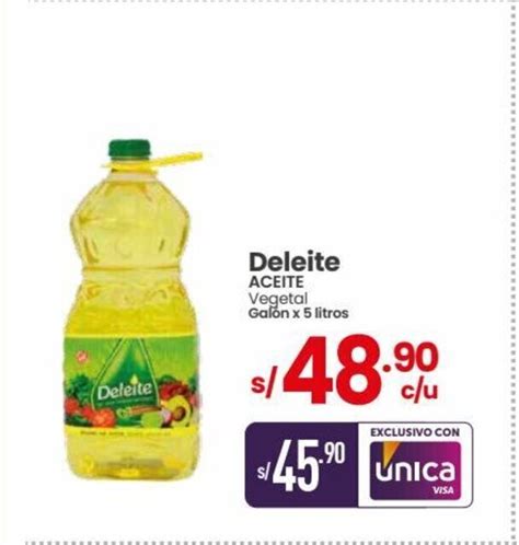 Deleite Aceite Vegetal Galon X 5 Litros Oferta En Vega