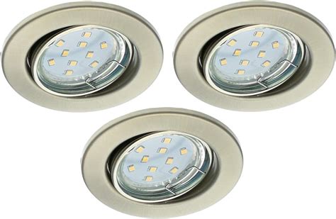 Trango 3er Set Led Einbaustrahler In Rund Nickel Matt 6729 032b Incl