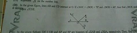 In The Given Figure Lines Ab And Cd Intersect At O If Aoc Boe 70