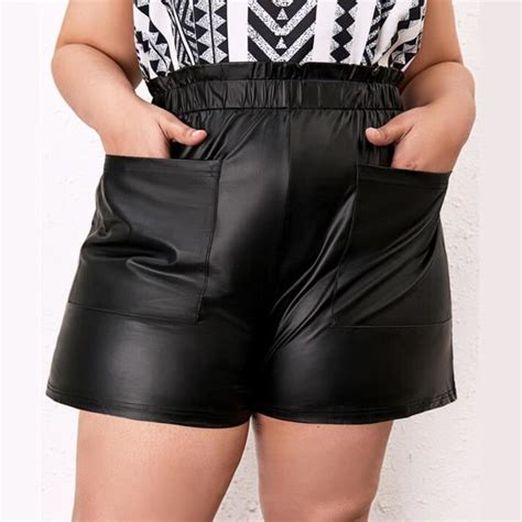 V Tements Lingerie Short En Cuir Noir Pour Femme Taille Haute Push Up