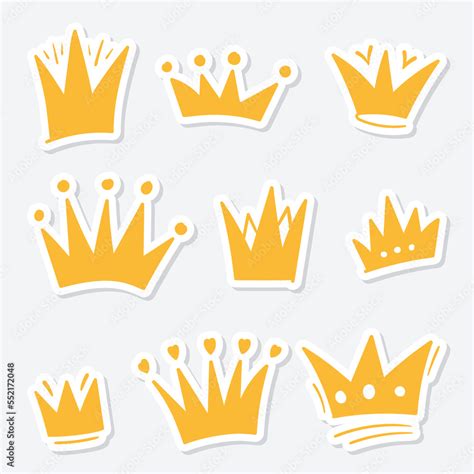 Set of doodle Crown sketch, hand drawn style Stock Vector | Adobe Stock