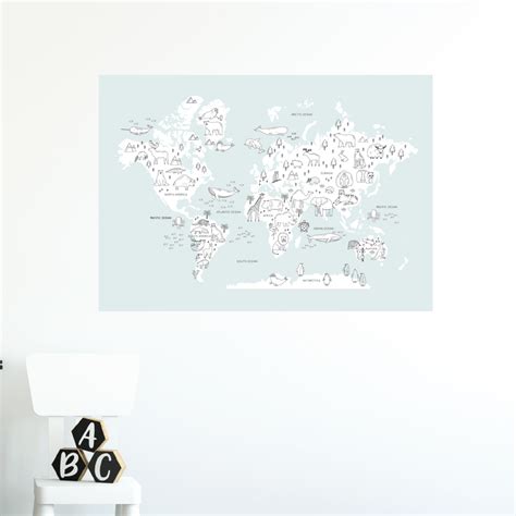 Doodle World Map Fabric Decal