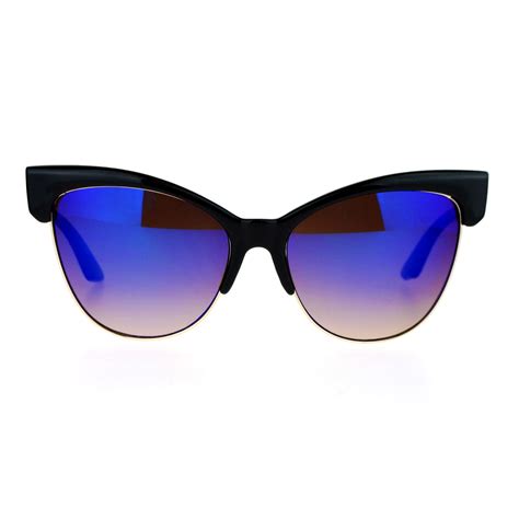 Sa106 Half Horn Rim Cat Eye Womens Retro Sunglasses Ebay