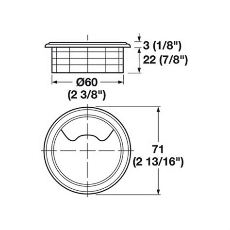 Hafele Plastic Cable Grommet Two Piece Round 60 Mm Black