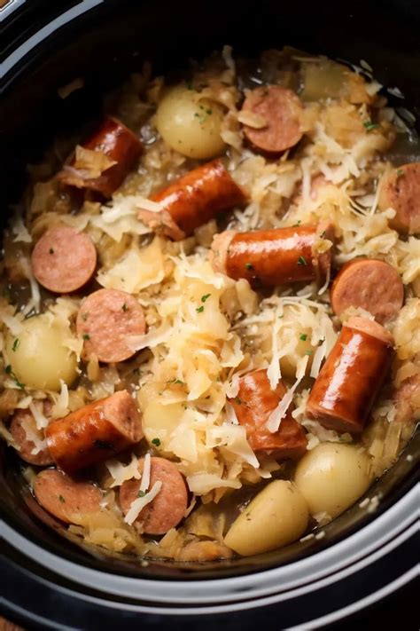 Crockpot Polish Sausage Sauerkraut And Potatoes Recipe In 2024 Sausage Crockpot Recipes