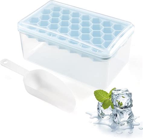 Amazon Ice Cube Tray With Lid And Bin 37 Nugget Silicone Ice Tray