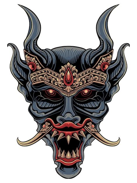 Premium Vector Devil Mask Vector Design With Engraving