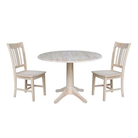 Round Solid Wood Table With Two Chairs Unfinished Kroger