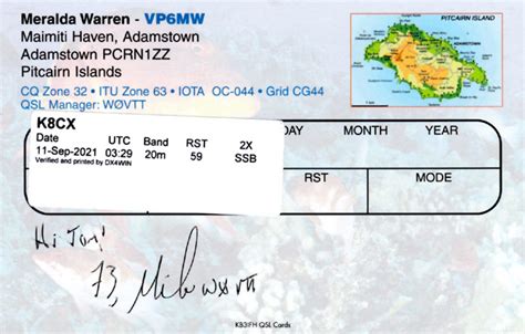 Qsl Card Pitcairn Island Vp Mw