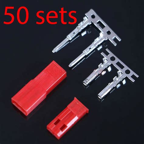 50 sets/lot JST 2P Connector Plug Jack 2 Pin Female Male Crimps rc ...