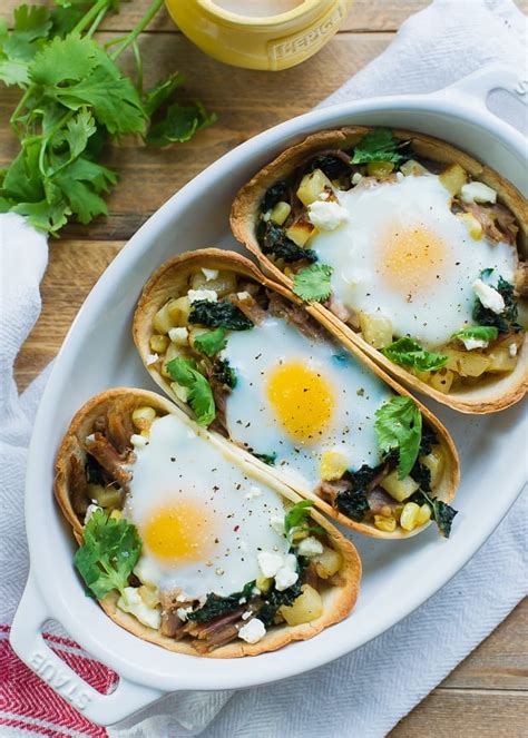 Baked Egg Taco Boats With Pulled Pork Potatoes And Kale Kitchen