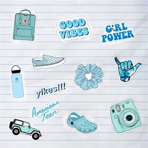 Blue Vsco Sticker Pack 12 Etsy