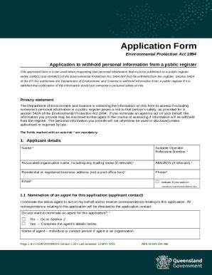 Application To Withhold Personal Ination From A Public Register This