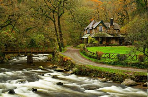 Nature Landscape River Trees Forest Long Exposure Bridge House