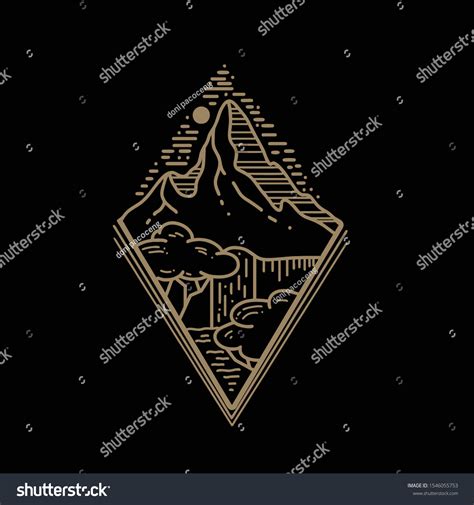 Mountain Waterfall Line Art Vector Stock Vector (Royalty Free ...