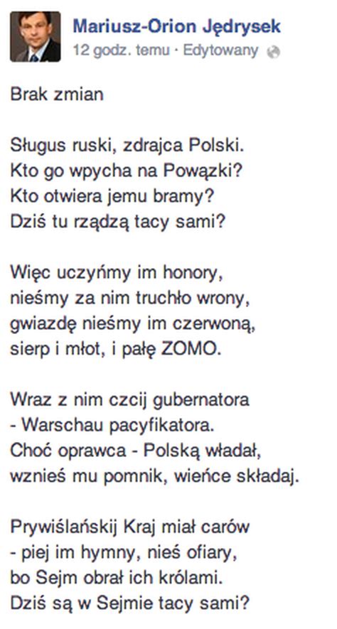 Poseł napisał wiersz dla Wojciecha Jaruzelskiego