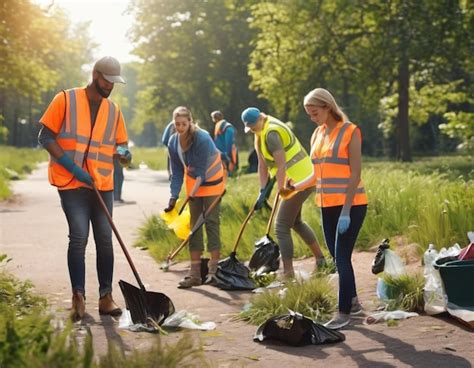 Premium Photo A Group Of Volunteers Conducting A Community Cleanup Of