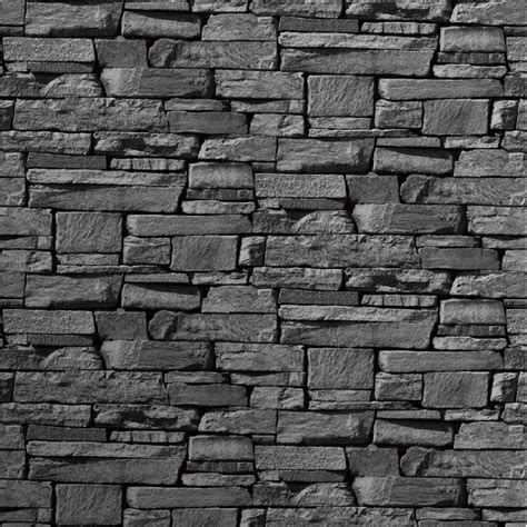 Grandeco Dax Dry Stone Wall Slate Brick Effect Vinyl Wallpaper Roll ...