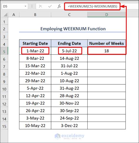 How To Calculate The Number Of Weeks Between Two Dates In Excel