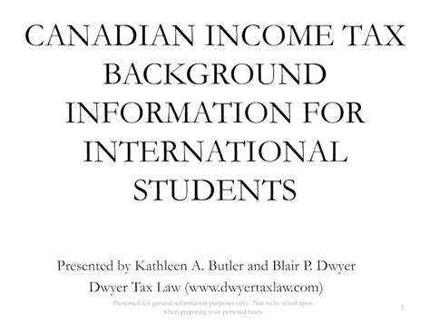 Pdf Canadian Income Tax Background Information For •the Canada