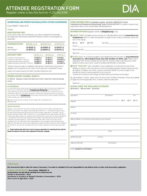 Fillable Online Attendee Registration Form Invoice Directors Institute