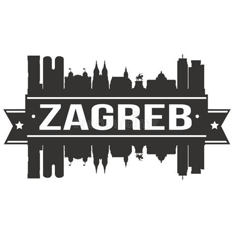 Zagreb Croatia Rundes Ikonen Vektor Art Flat Shadow Design Skyline