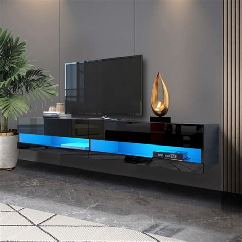 Inch Tv Stand With Led Lights Floating Entertainment Center Media