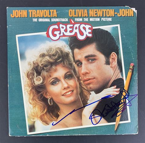 Lot Detail Olivia Newton John And John Travolta Signed Grease Album Cover W Vinyl Third